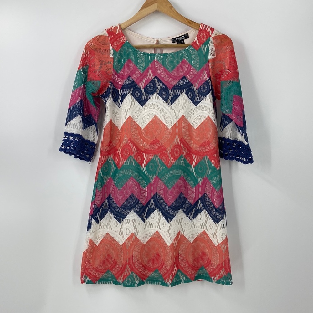 Sequin heart multicolor lace A line summer spring tunic